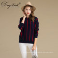 China Factory Damen Rundhals Pullover Streifen Merino Wolle Cashmere Pullover Design